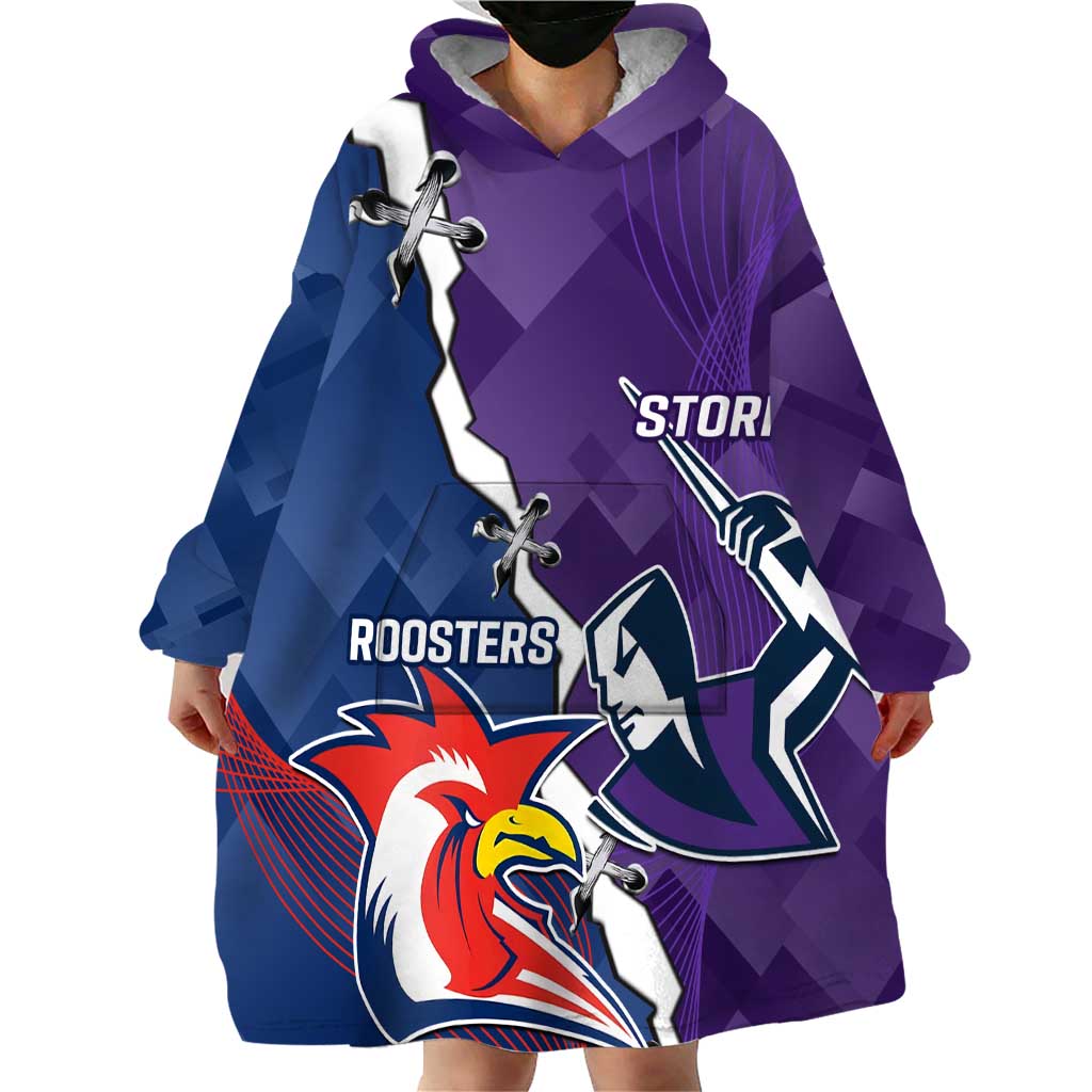 Custom NRL Storm And Roosters Rugby 2024 Wearable Blanket Hoodie Go Champions Dynamic Version - Vibe Hoodie Shop