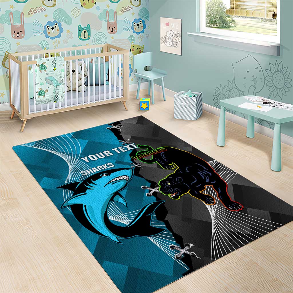 Custom NRL Panthers And Sharks Rugby 2024 Area Rug Go Champions Dynamic Version - Vibe Hoodie Shop