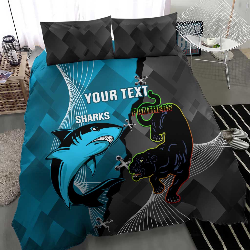 Custom NRL Panthers And Sharks Rugby 2024 Bedding Set Go Champions Dynamic Version - Vibe Hoodie Shop