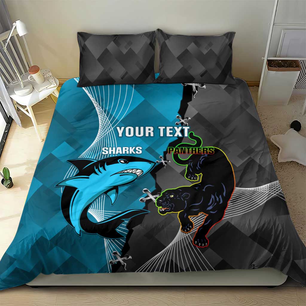 Custom NRL Panthers And Sharks Rugby 2024 Bedding Set Go Champions Dynamic Version - Vibe Hoodie Shop
