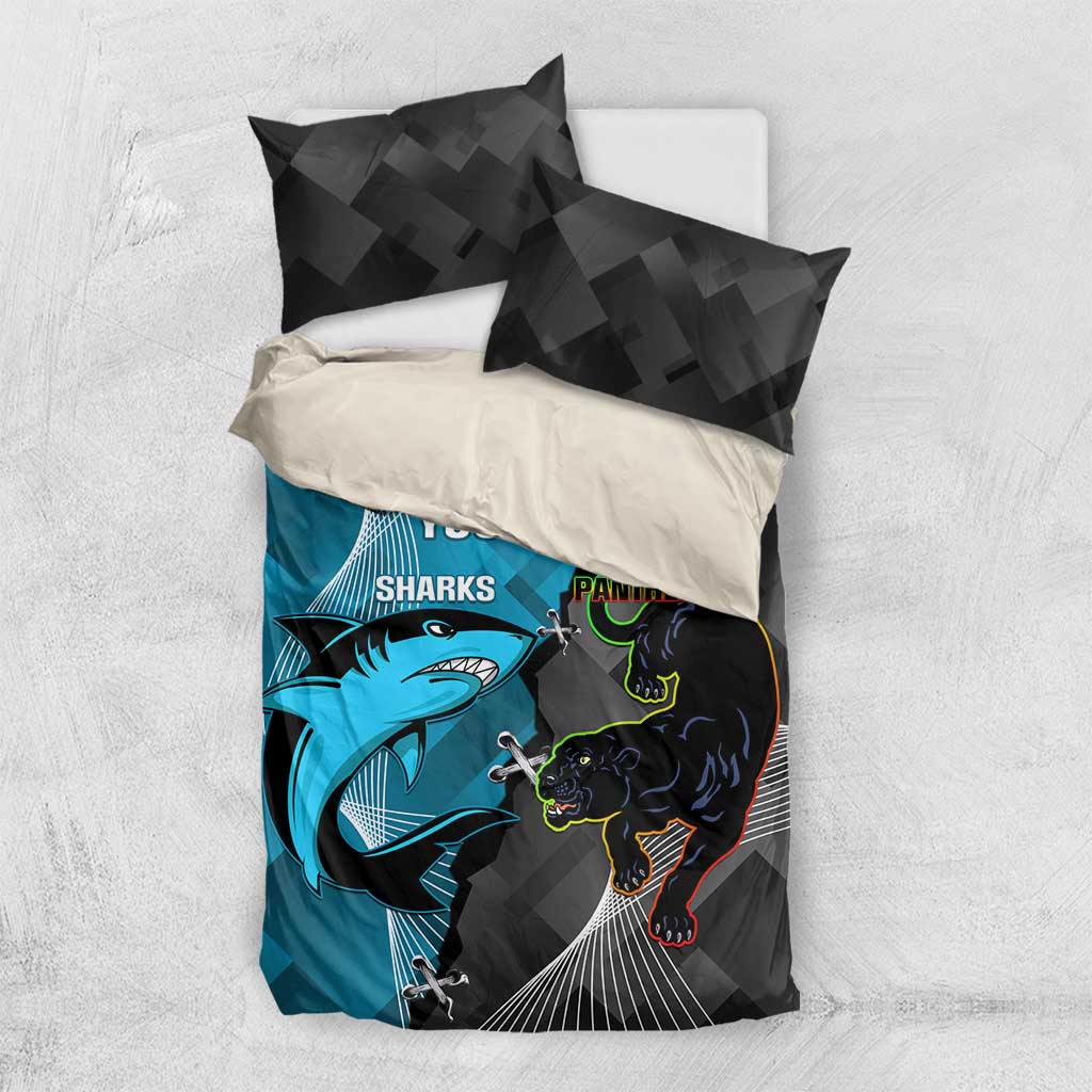 Custom NRL Panthers And Sharks Rugby 2024 Bedding Set Go Champions Dynamic Version - Vibe Hoodie Shop