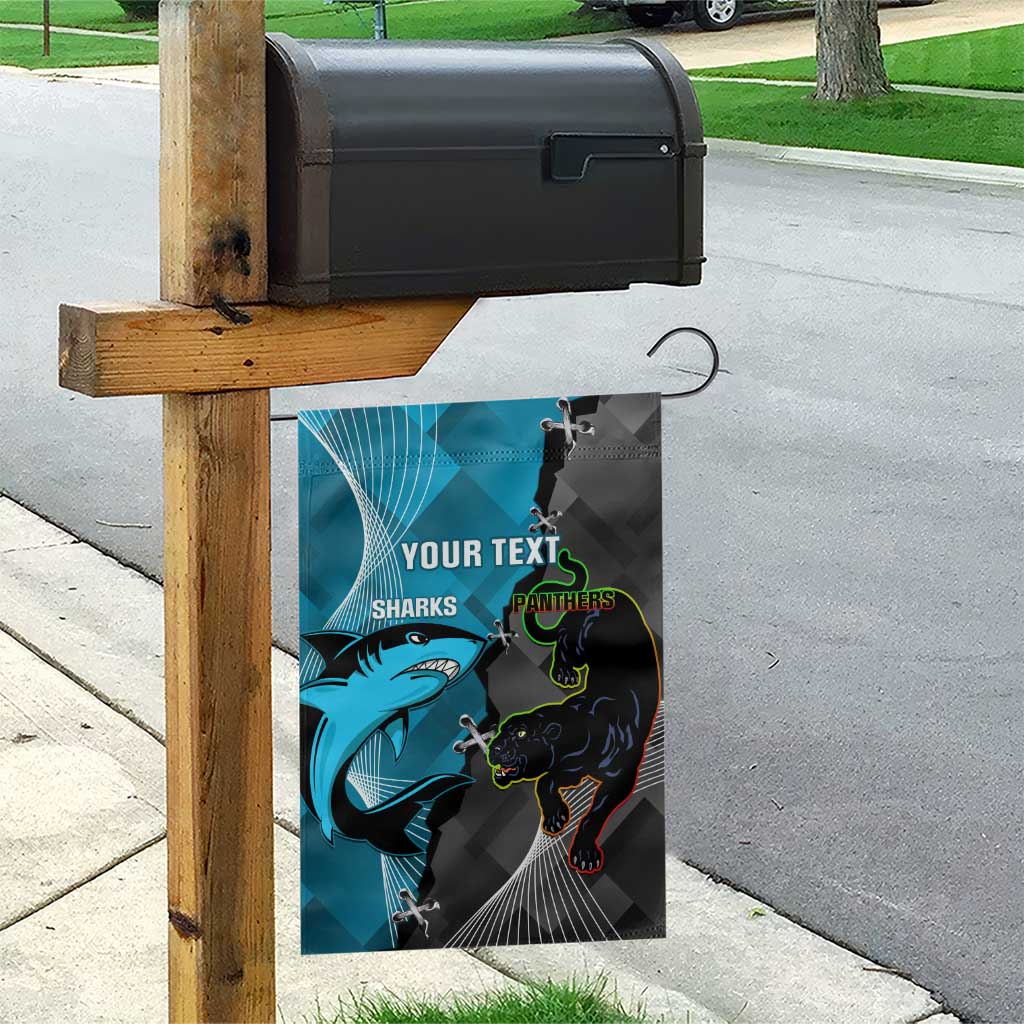 Custom NRL Panthers And Sharks Rugby 2024 Garden Flag Go Champions Dynamic Version - Vibe Hoodie Shop