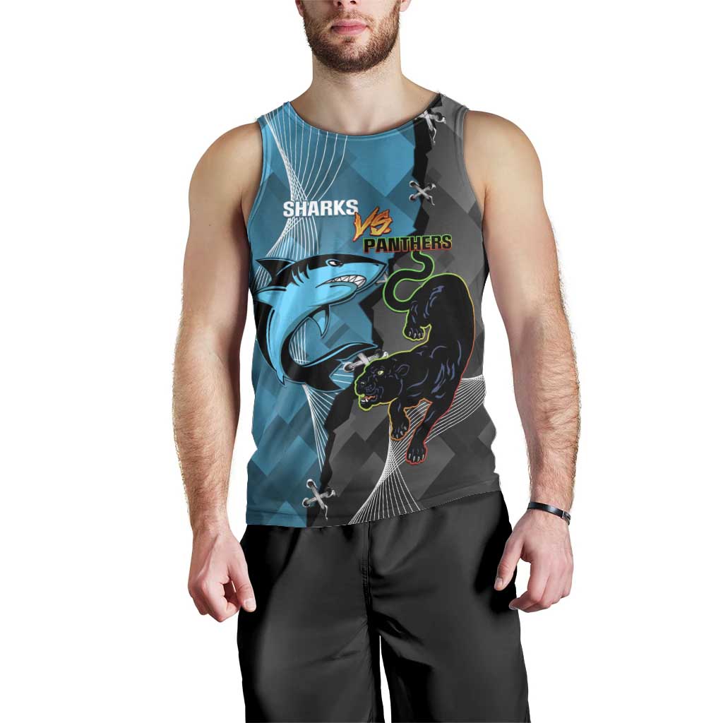 Custom NRL Panthers And Sharks Rugby 2024 Men Tank Top Go Champions Dynamic Version - Vibe Hoodie Shop