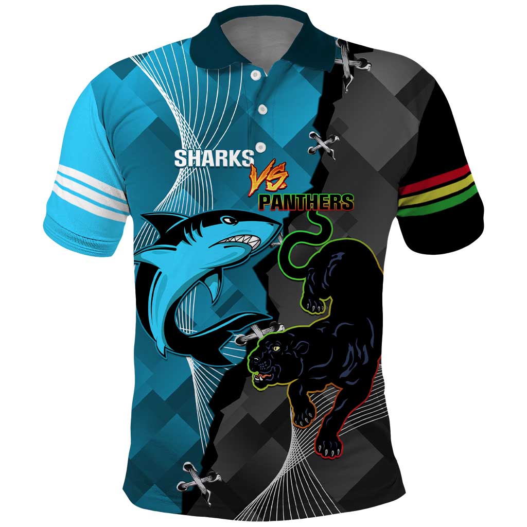 Custom NRL Panthers And Sharks Rugby 2024 Polo Shirt Go Champions Dynamic Version - Vibe Hoodie Shop