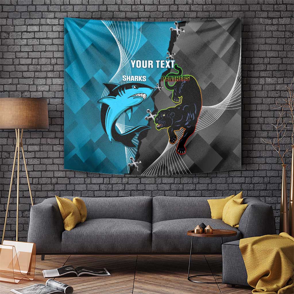 Custom NRL Panthers And Sharks Rugby 2024 Tapestry Go Champions Dynamic Version - Vibe Hoodie Shop