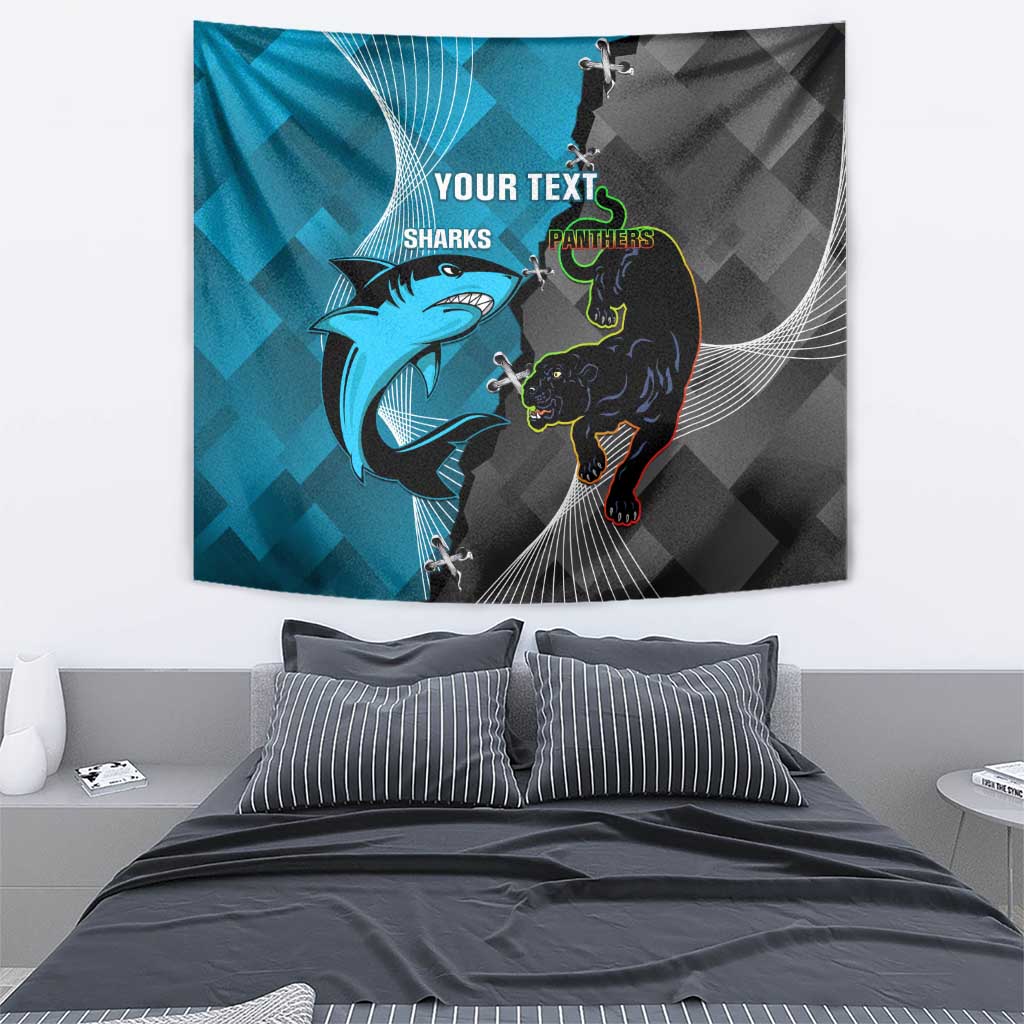 Custom NRL Panthers And Sharks Rugby 2024 Tapestry Go Champions Dynamic Version - Vibe Hoodie Shop