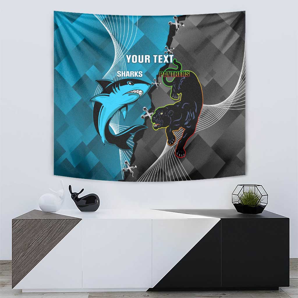 Custom NRL Panthers And Sharks Rugby 2024 Tapestry Go Champions Dynamic Version - Vibe Hoodie Shop