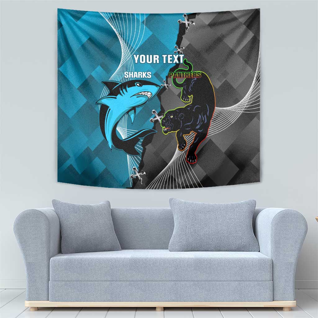 Custom NRL Panthers And Sharks Rugby 2024 Tapestry Go Champions Dynamic Version - Vibe Hoodie Shop