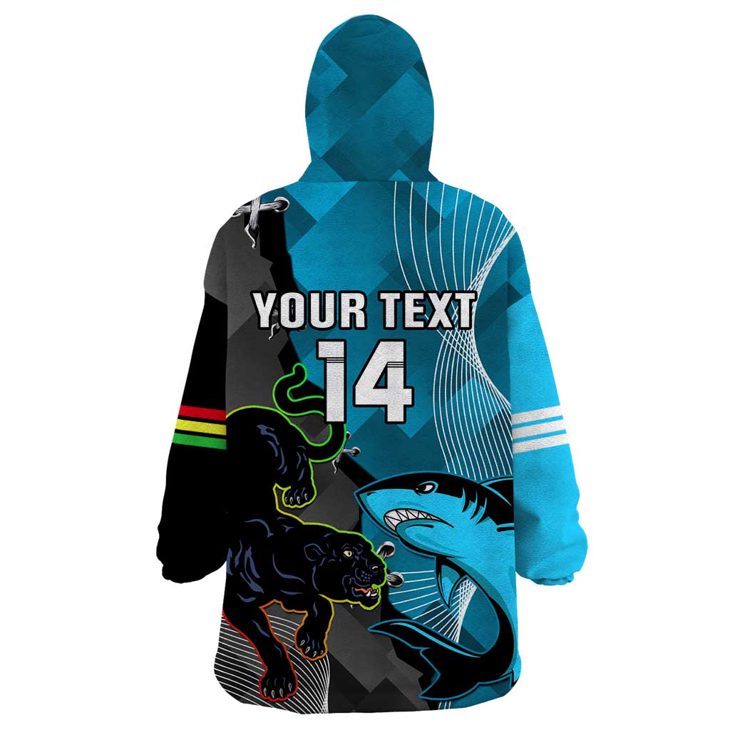 Custom NRL Panthers And Sharks Rugby 2024 Wearable Blanket Hoodie Go Champions Dynamic Version - Vibe Hoodie Shop