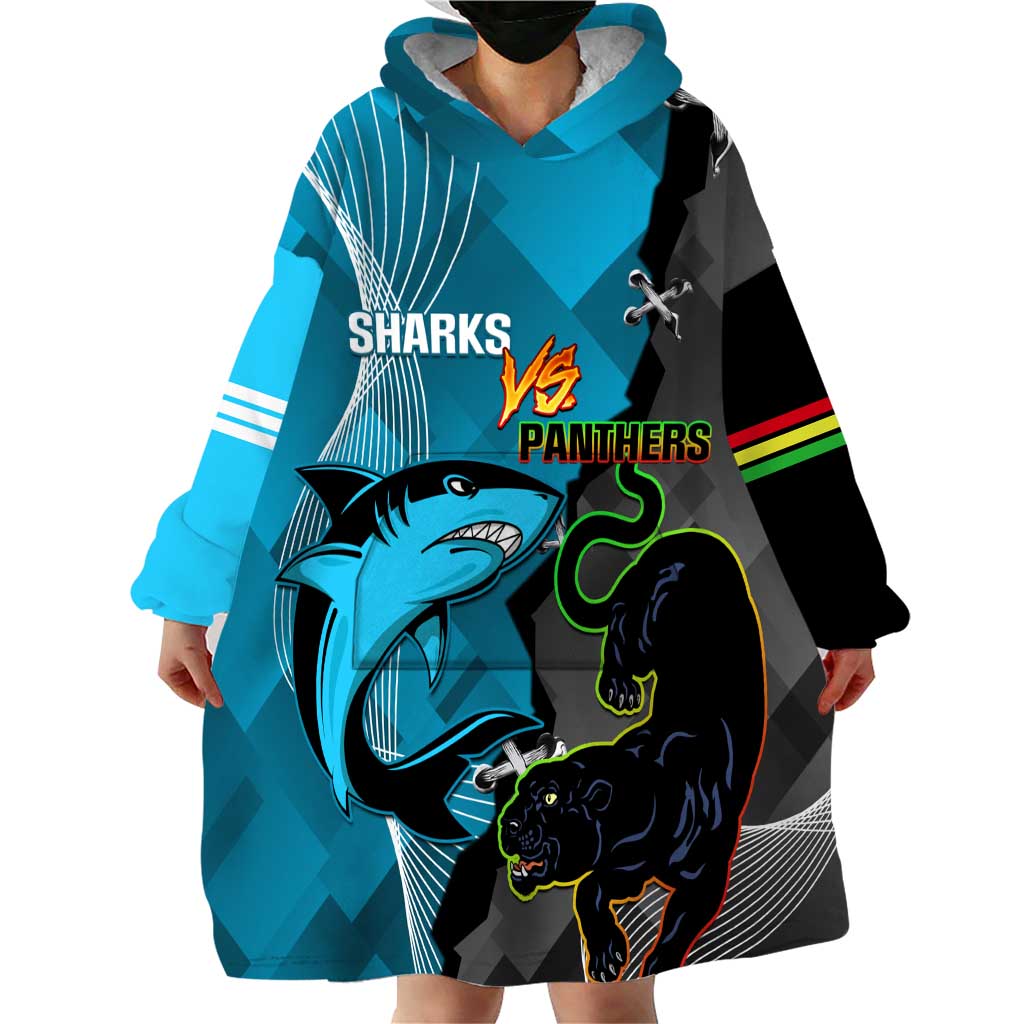 Custom NRL Panthers And Sharks Rugby 2024 Wearable Blanket Hoodie Go Champions Dynamic Version - Vibe Hoodie Shop