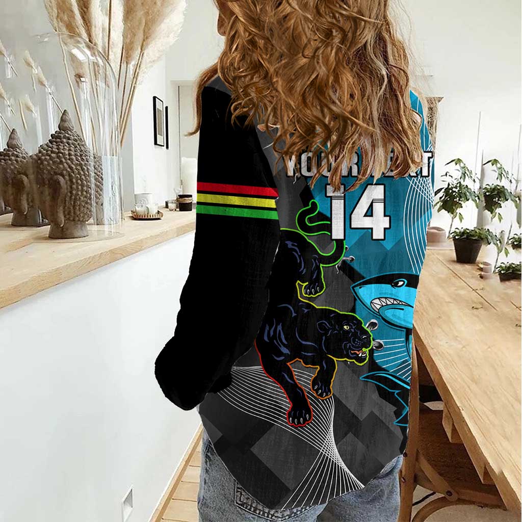 Custom NRL Panthers And Sharks Rugby 2024 Women Casual Shirt Go Champions Dynamic Version - Vibe Hoodie Shop