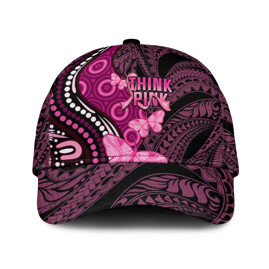 Think Pink Breast Cancer Awareness Australia Classic Cap Butterfly Aboriginal Mix Polynesian Pattern - Vibe Hoodie