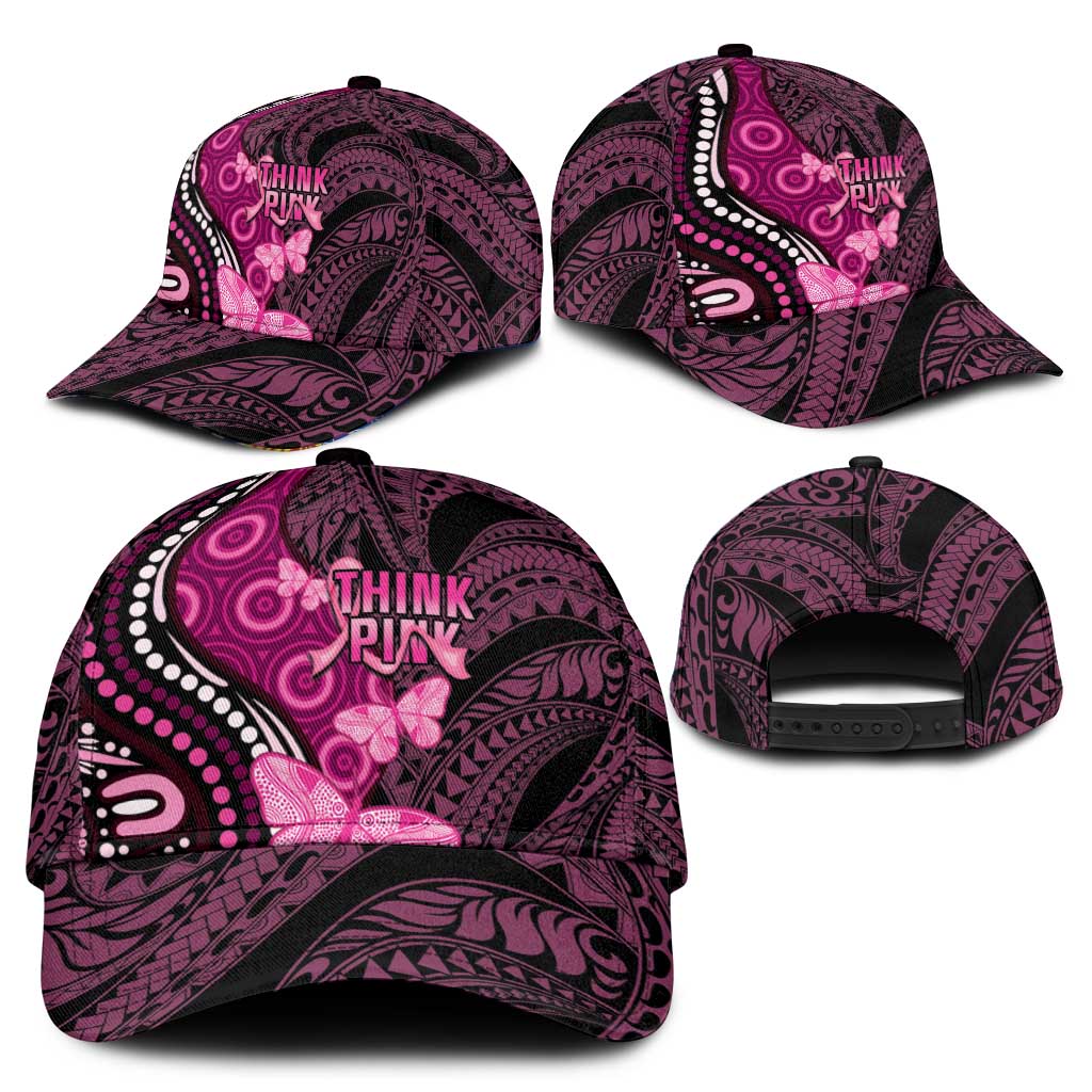 Think Pink Breast Cancer Awareness Australia Classic Cap Butterfly Aboriginal Mix Polynesian Pattern - Vibe Hoodie