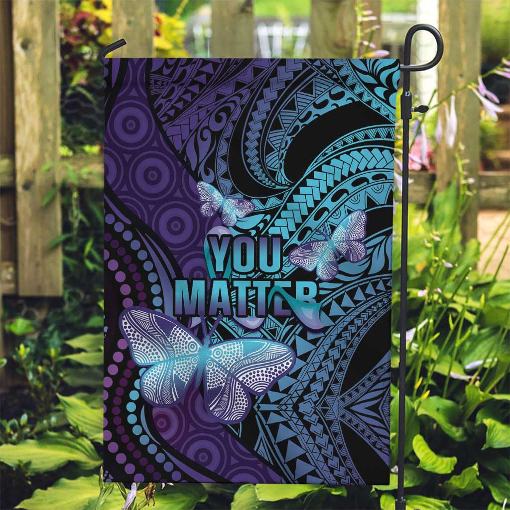 You Matter Suicide Prevention Awareness Garden Flag Butterfly Aboriginal Mix Polynesian Pattern - Vibe Hoodie Shop