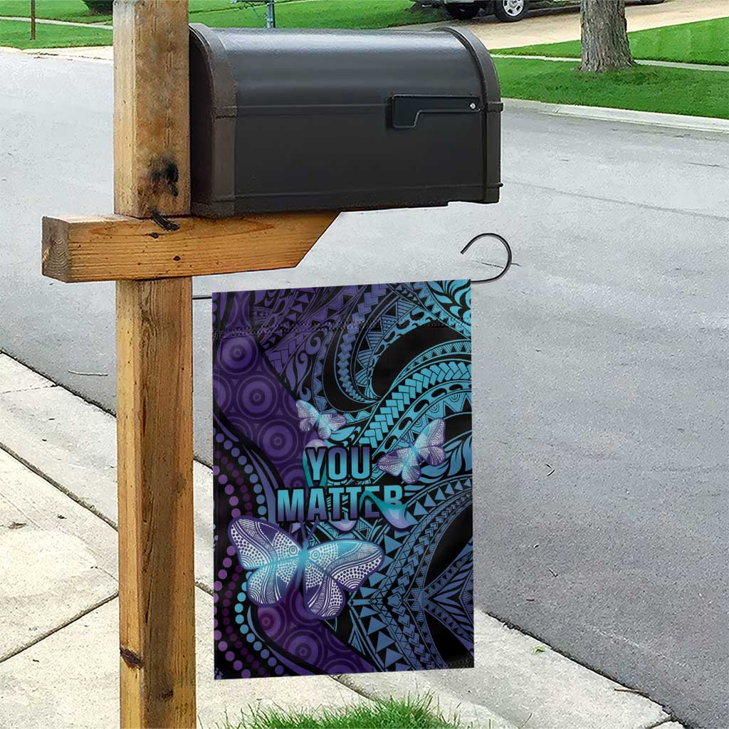 You Matter Suicide Prevention Awareness Garden Flag Butterfly Aboriginal Mix Polynesian Pattern - Vibe Hoodie Shop