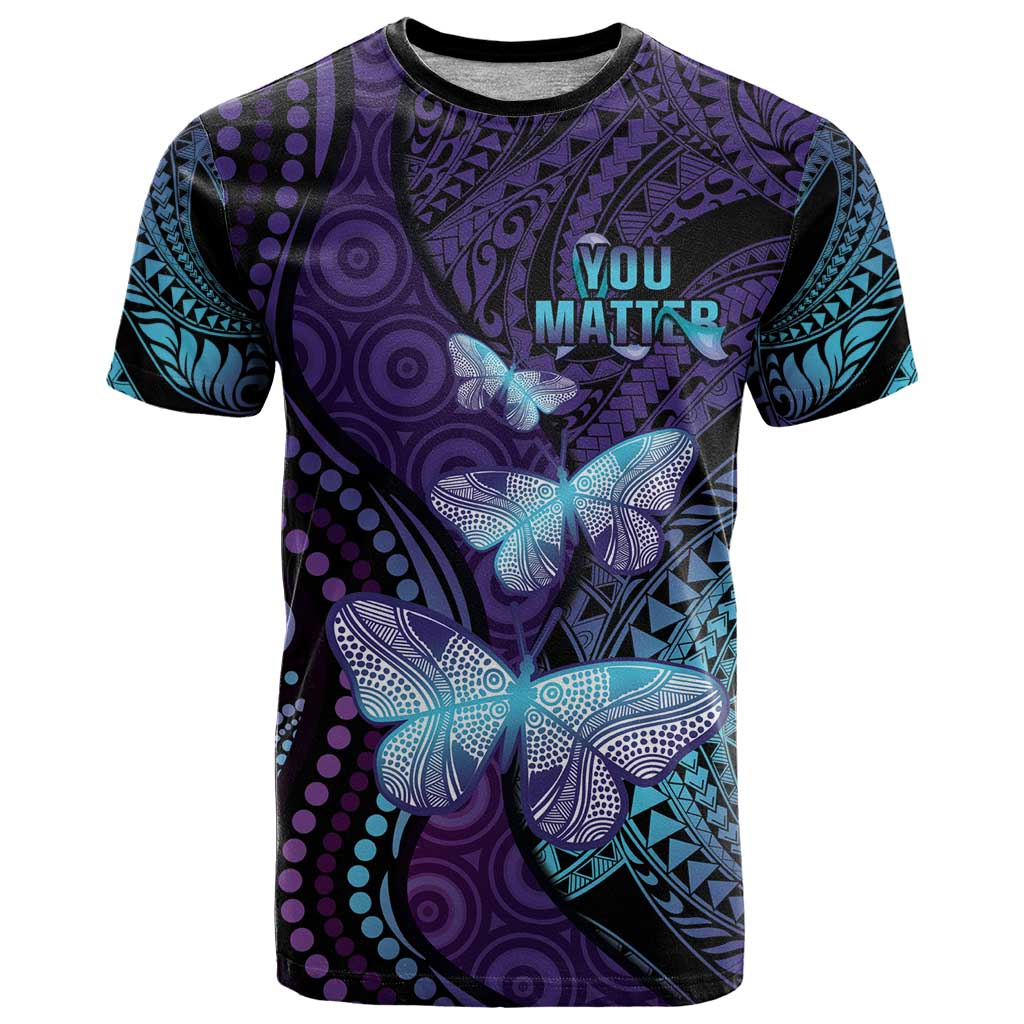 You Matter Suicide Prevention Awareness T Shirt Butterfly Aboriginal Mix Polynesian Pattern - Vibe Hoodie Shop