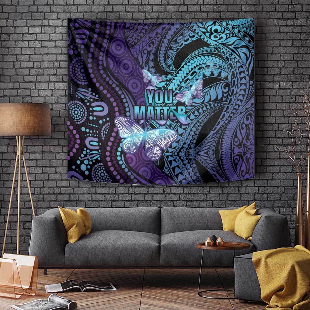 You Matter Suicide Prevention Awareness Tapestry Butterfly Aboriginal Mix Polynesian Pattern - Vibe Hoodie Shop