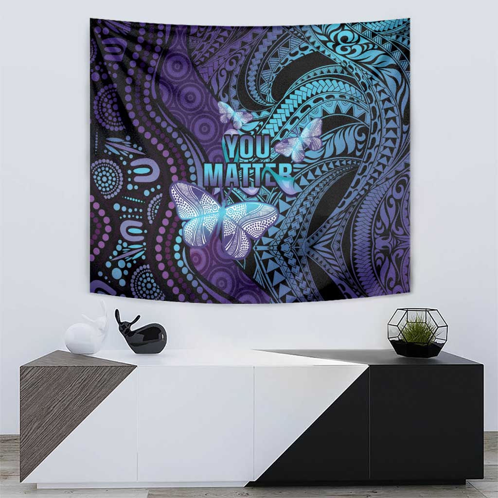 You Matter Suicide Prevention Awareness Tapestry Butterfly Aboriginal Mix Polynesian Pattern - Vibe Hoodie Shop