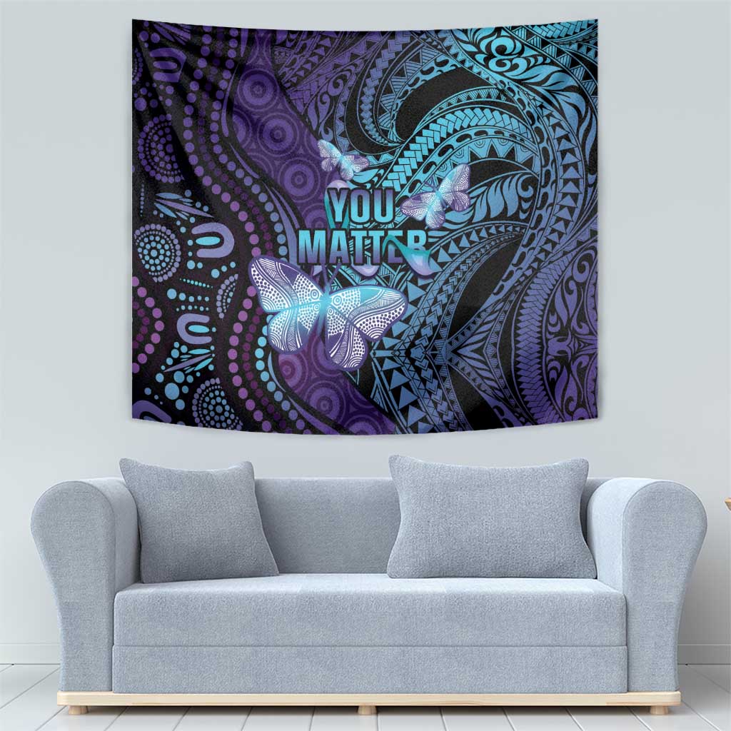 You Matter Suicide Prevention Awareness Tapestry Butterfly Aboriginal Mix Polynesian Pattern - Vibe Hoodie Shop