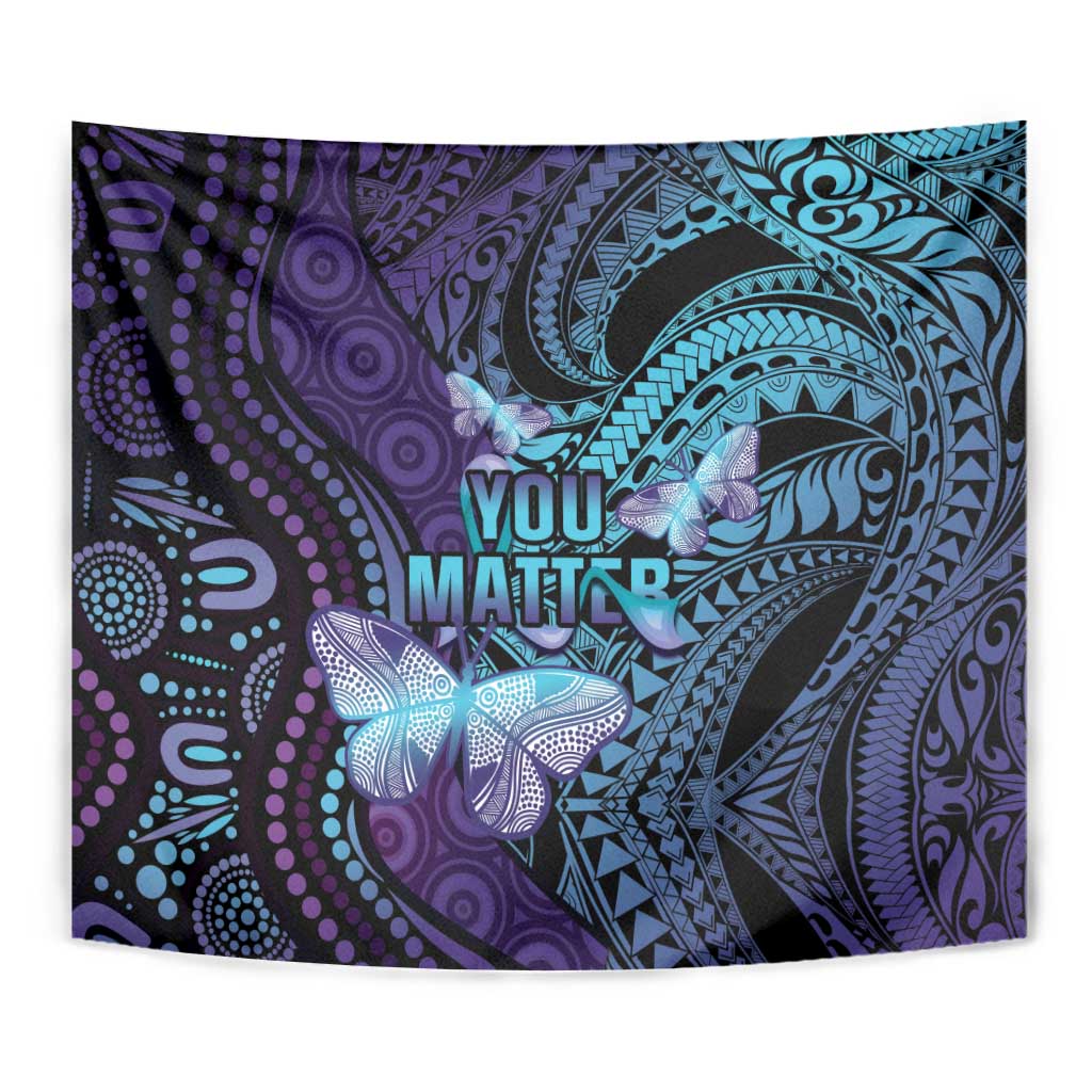 You Matter Suicide Prevention Awareness Tapestry Butterfly Aboriginal Mix Polynesian Pattern - Vibe Hoodie Shop