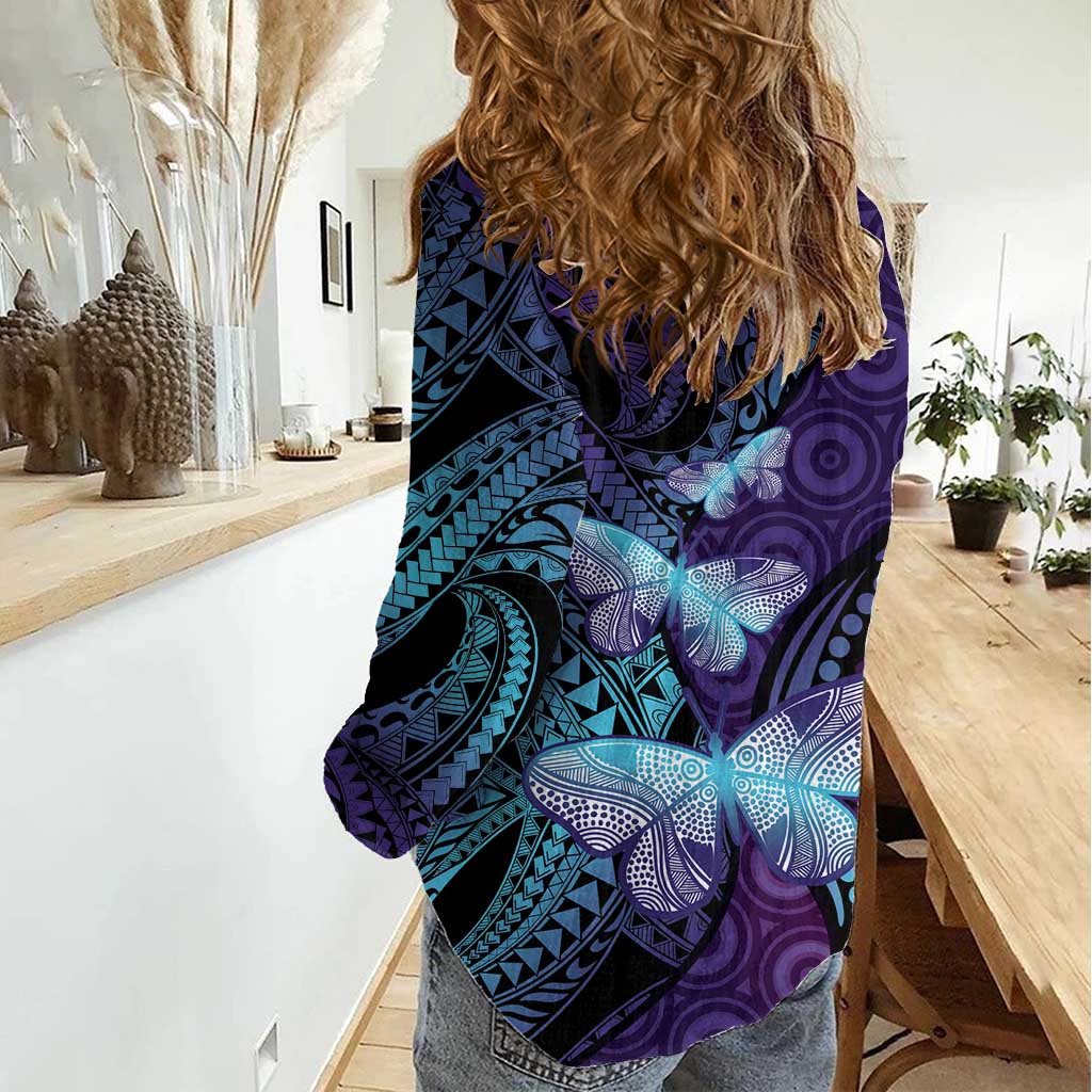 You Matter Suicide Prevention Awareness Women Casual Shirt Butterfly Aboriginal Mix Polynesian Pattern - Vibe Hoodie Shop