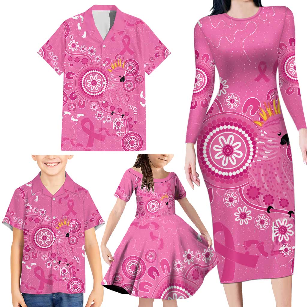 Pink Ribbon Australia Family Matching Long Sleeve Bodycon Dress and Hawaiian Shirt Breast Cancer Awareness Aboriginal Cacatua leadbeateri - Vibe Hoodie