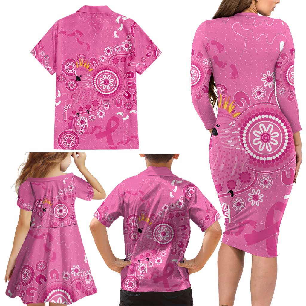 Pink Ribbon Australia Family Matching Long Sleeve Bodycon Dress and Hawaiian Shirt Breast Cancer Awareness Aboriginal Cacatua leadbeateri - Vibe Hoodie