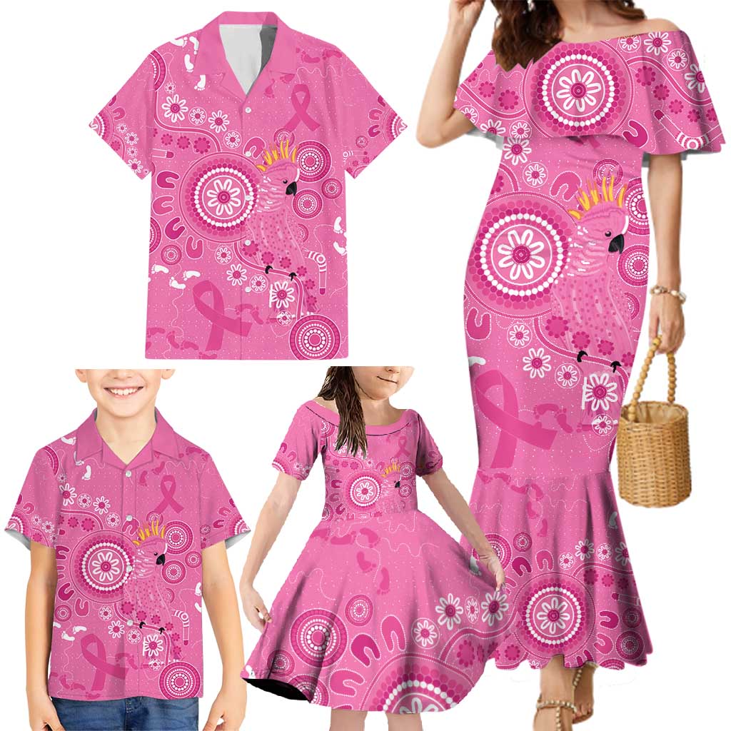 Pink Ribbon Australia Family Matching Mermaid Dress and Hawaiian Shirt Breast Cancer Awareness Aboriginal Cacatua leadbeateri - Vibe Hoodie