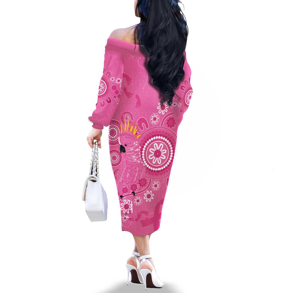 Pink Ribbon Australia Family Matching Off The Shoulder Long Sleeve Dress and Hawaiian Shirt Breast Cancer Awareness Aboriginal Cacatua leadbeateri - Vibe Hoodie