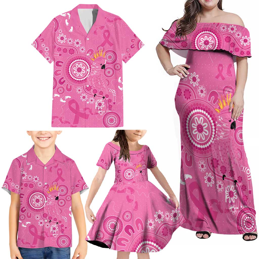 Pink Ribbon Australia Family Matching Off Shoulder Maxi Dress and Hawaiian Shirt Breast Cancer Awareness Aboriginal Cacatua leadbeateri - Vibe Hoodie