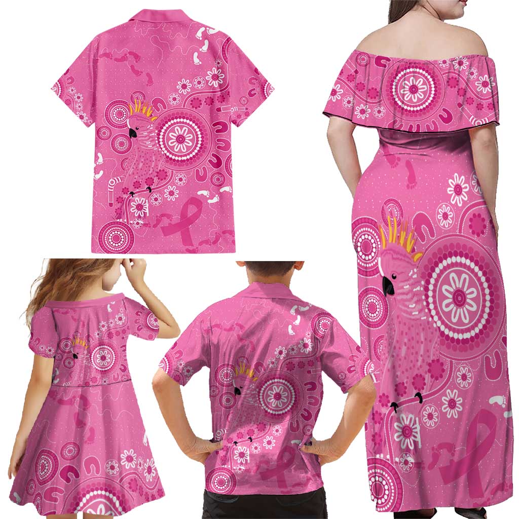 Pink Ribbon Australia Family Matching Off Shoulder Maxi Dress and Hawaiian Shirt Breast Cancer Awareness Aboriginal Cacatua leadbeateri - Vibe Hoodie