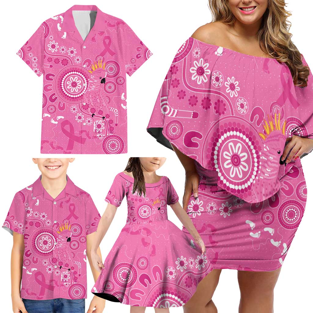 Pink Ribbon Australia Family Matching Off Shoulder Short Dress and Hawaiian Shirt Breast Cancer Awareness Aboriginal Cacatua leadbeateri - Vibe Hoodie