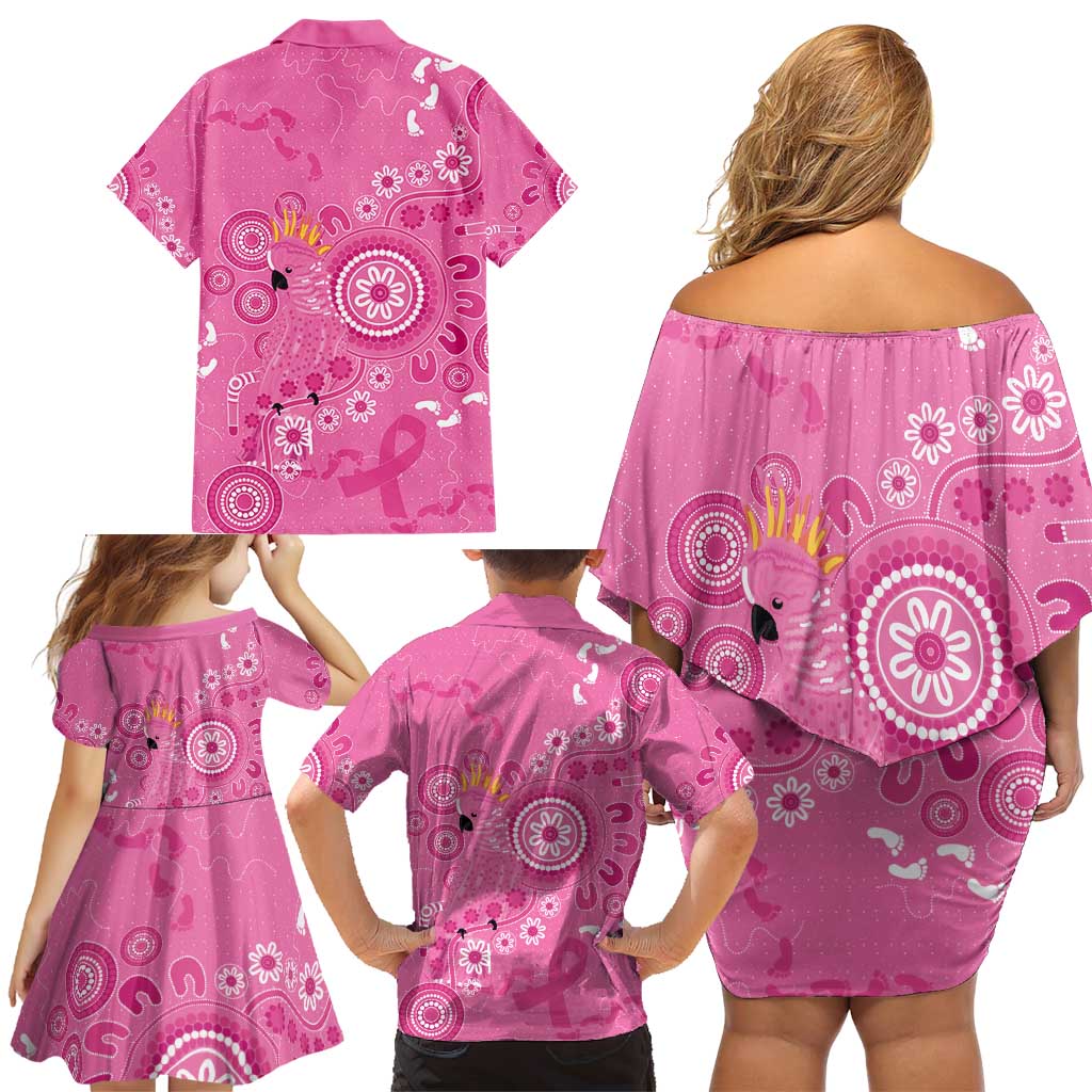 Pink Ribbon Australia Family Matching Off Shoulder Short Dress and Hawaiian Shirt Breast Cancer Awareness Aboriginal Cacatua leadbeateri - Vibe Hoodie