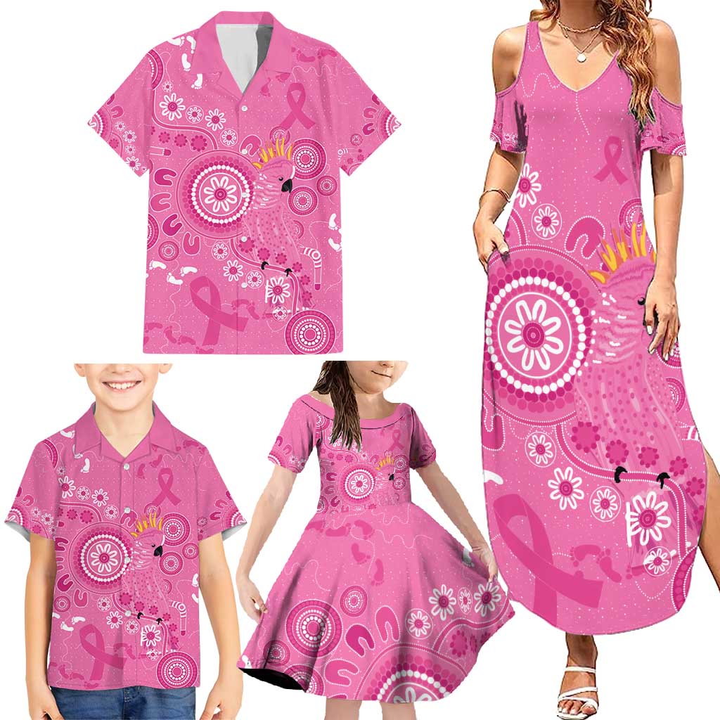 Pink Ribbon Australia Family Matching Summer Maxi Dress and Hawaiian Shirt Breast Cancer Awareness Aboriginal Cacatua leadbeateri - Vibe Hoodie