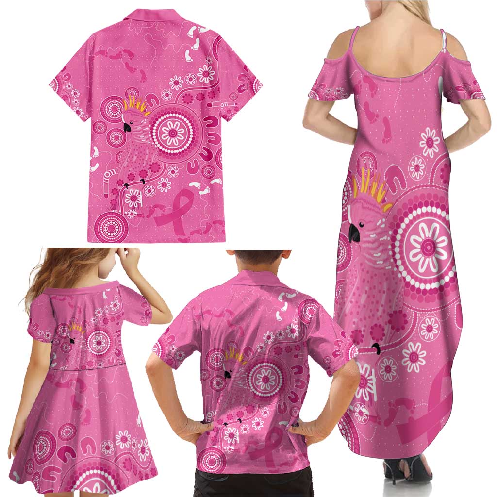 Pink Ribbon Australia Family Matching Summer Maxi Dress and Hawaiian Shirt Breast Cancer Awareness Aboriginal Cacatua leadbeateri - Vibe Hoodie