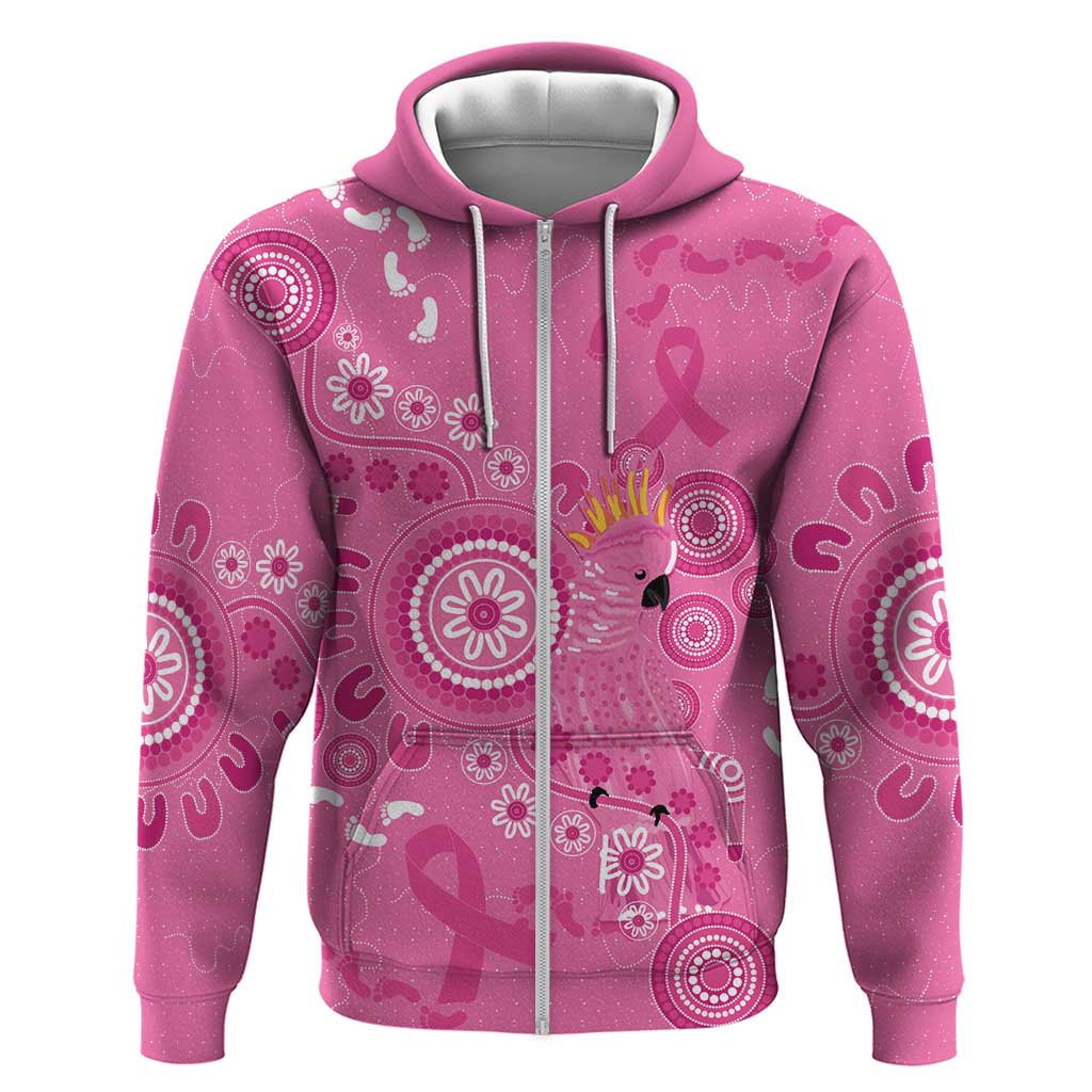 Pink Ribbon Australia Hoodie Breast Cancer Awareness Aboriginal Cacatua leadbeateri - Vibe Hoodie
