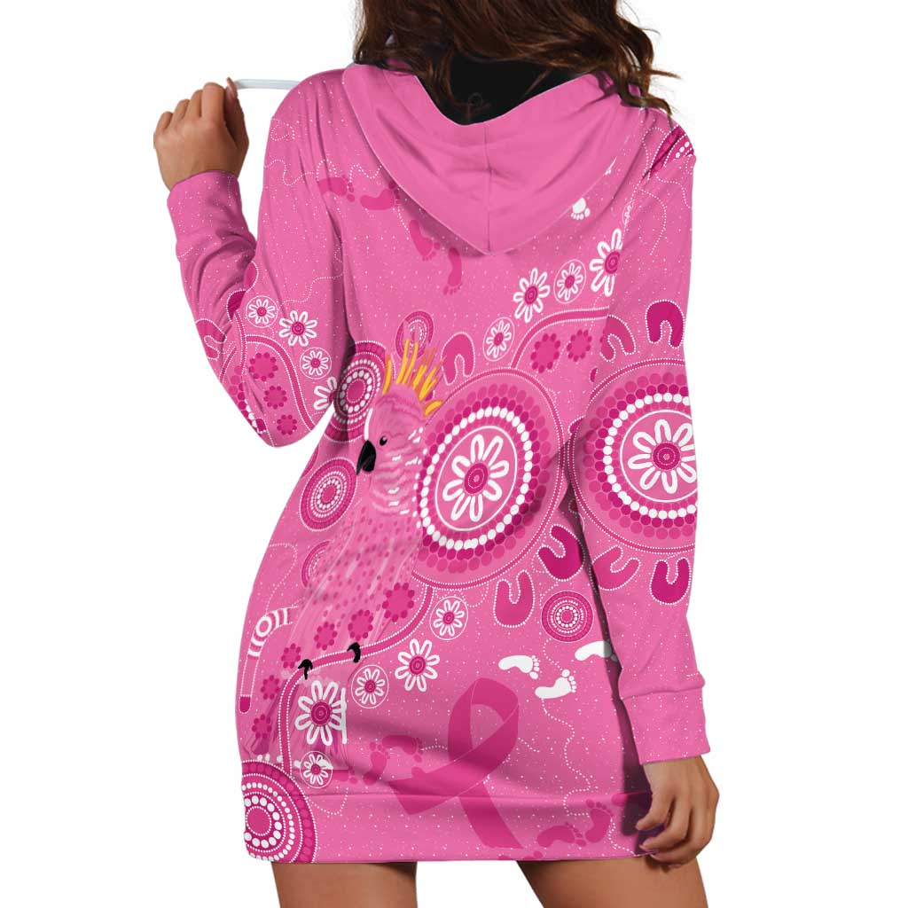 Pink Ribbon Australia Hoodie Dress Breast Cancer Awareness Aboriginal Cacatua leadbeateri - Vibe Hoodie