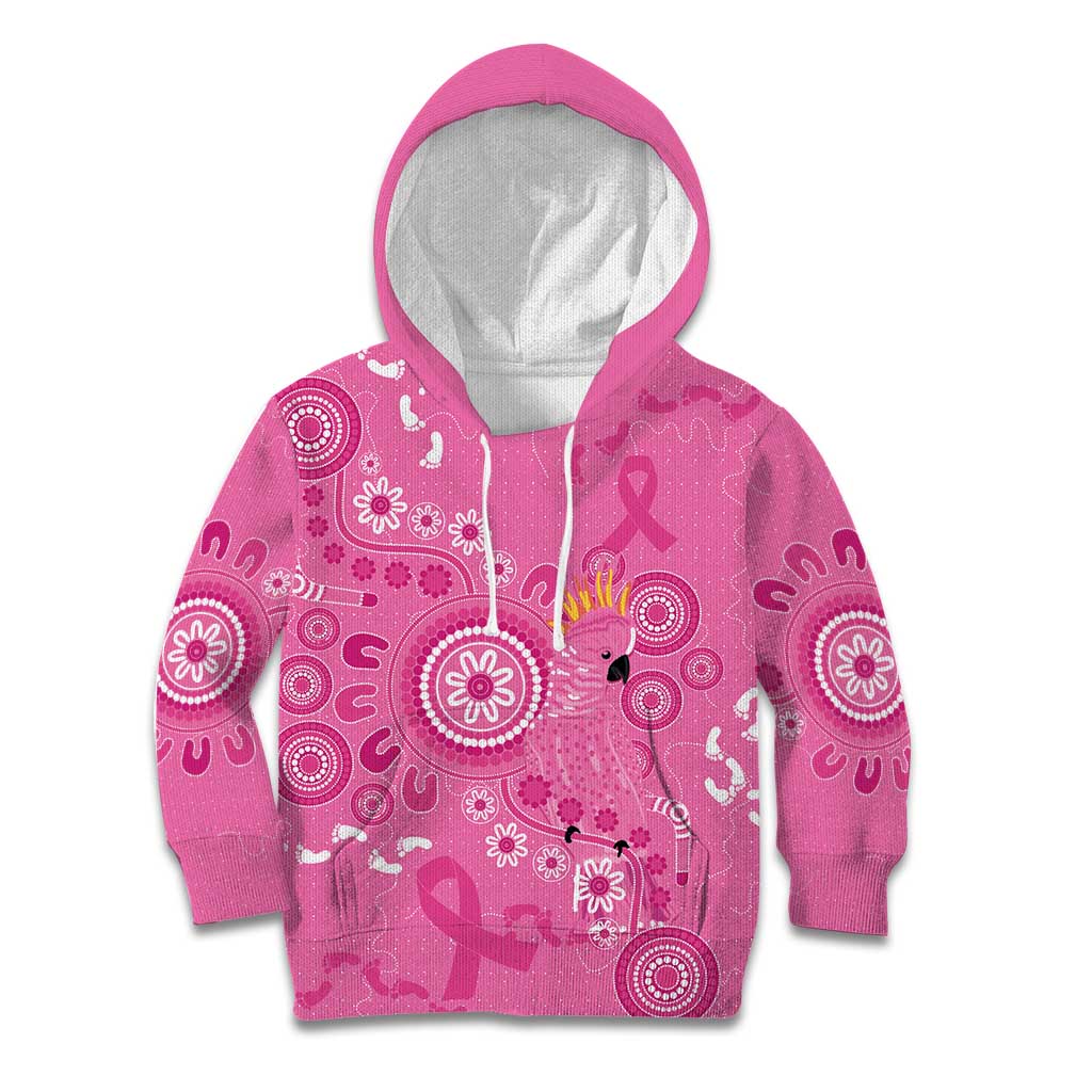 Pink Ribbon Australia Kid Hoodie Breast Cancer Awareness Aboriginal Cacatua leadbeateri - Vibe Hoodie
