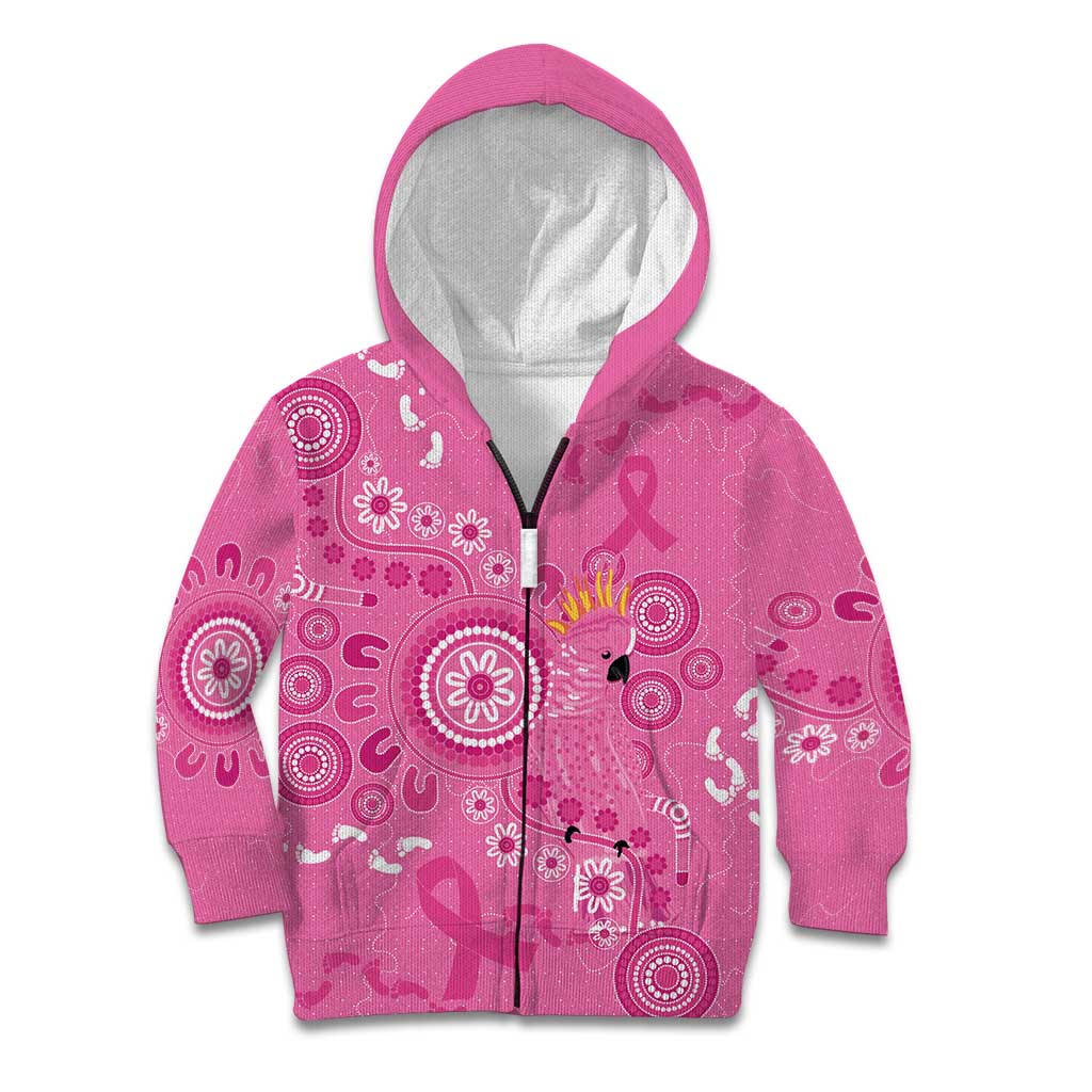 Pink Ribbon Australia Kid Hoodie Breast Cancer Awareness Aboriginal Cacatua leadbeateri - Vibe Hoodie