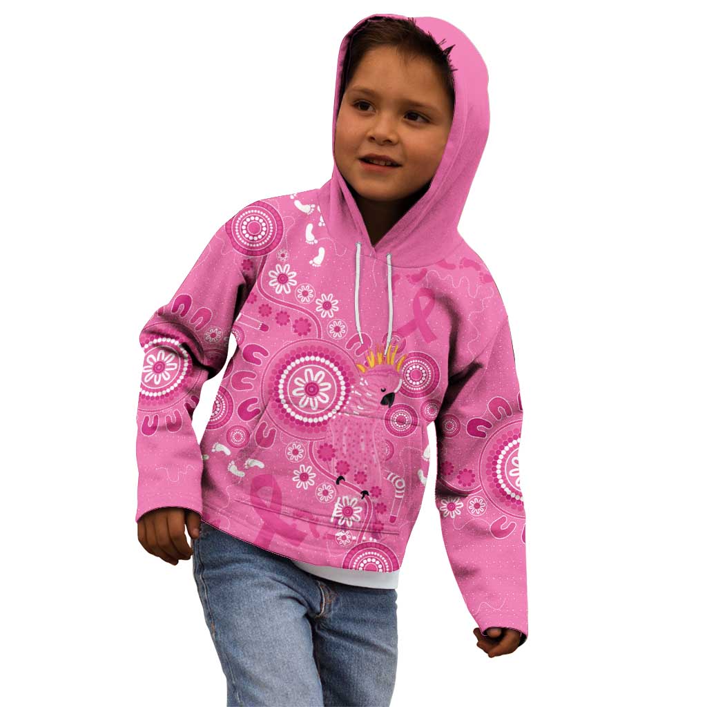 Pink Ribbon Australia Kid Hoodie Breast Cancer Awareness Aboriginal Cacatua leadbeateri - Vibe Hoodie