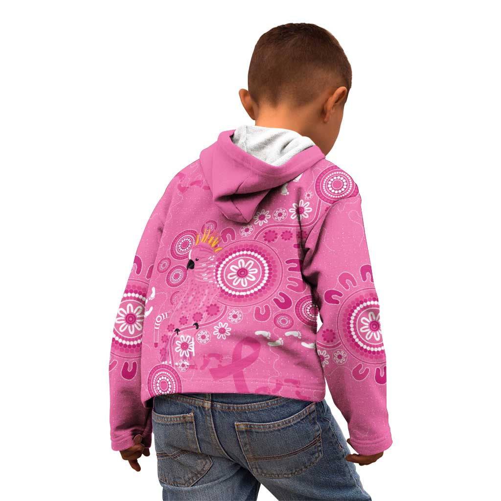 Pink Ribbon Australia Kid Hoodie Breast Cancer Awareness Aboriginal Cacatua leadbeateri - Vibe Hoodie