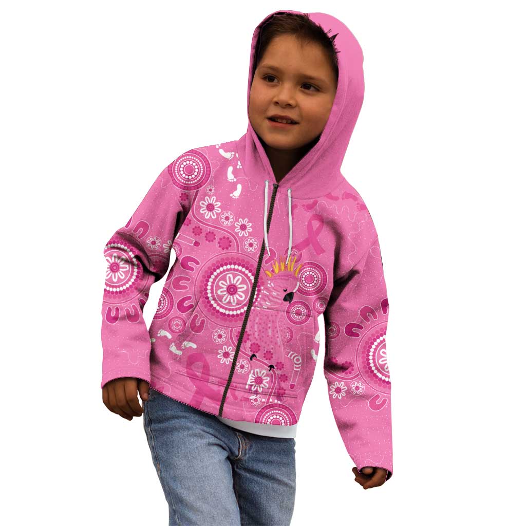 Pink Ribbon Australia Kid Hoodie Breast Cancer Awareness Aboriginal Cacatua leadbeateri - Vibe Hoodie