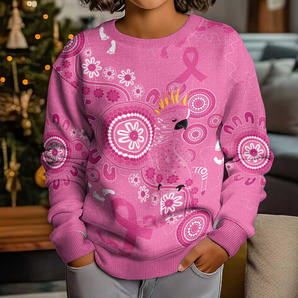 Pink Ribbon Australia Kid Ugly Christmas Sweater Breast Cancer Awareness Aboriginal Cacatua leadbeateri - Vibe Hoodie
