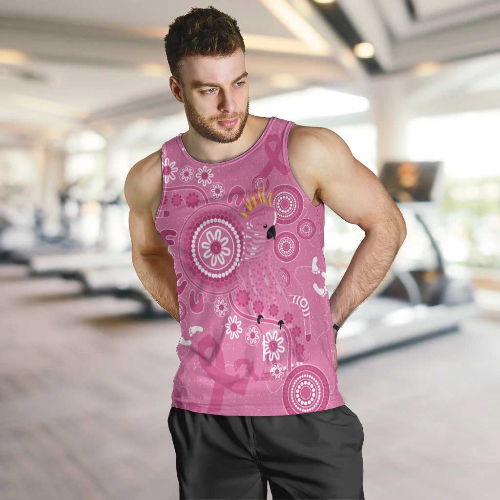 Pink Ribbon Australia Men Tank Top Breast Cancer Awareness Aboriginal Cacatua leadbeateri - Vibe Hoodie