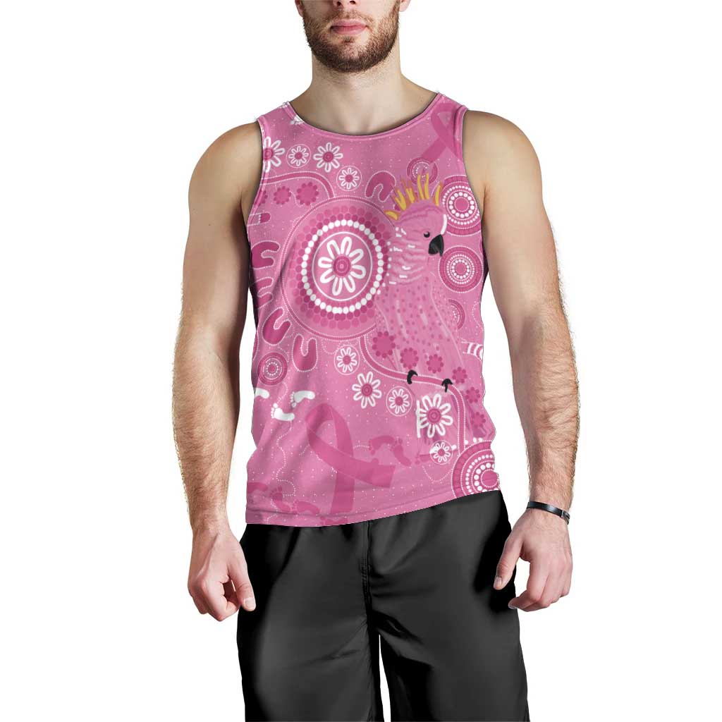 Pink Ribbon Australia Men Tank Top Breast Cancer Awareness Aboriginal Cacatua leadbeateri - Vibe Hoodie