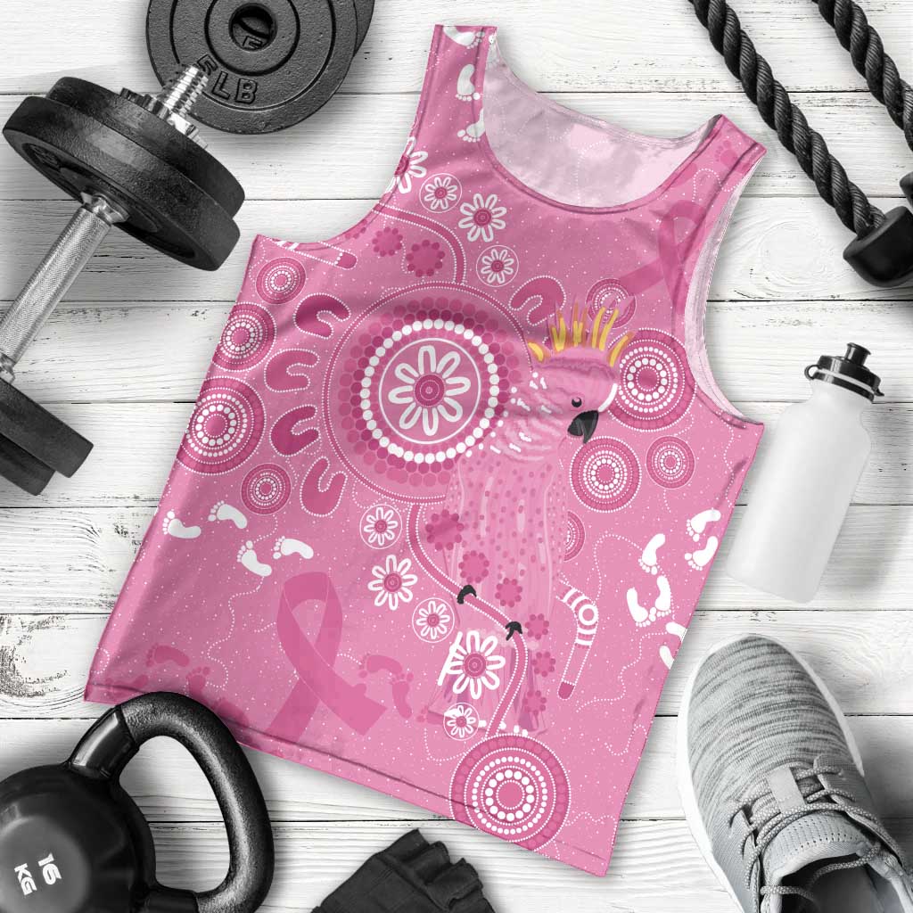 Pink Ribbon Australia Men Tank Top Breast Cancer Awareness Aboriginal Cacatua leadbeateri - Vibe Hoodie
