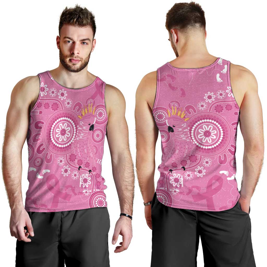 Pink Ribbon Australia Men Tank Top Breast Cancer Awareness Aboriginal Cacatua leadbeateri - Vibe Hoodie