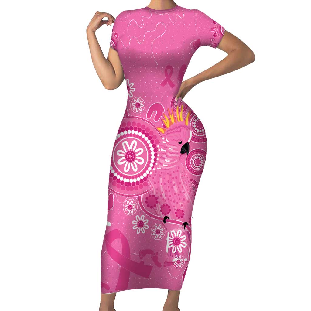Pink Ribbon Australia Short Sleeve Bodycon Dress Breast Cancer Awareness Aboriginal Cacatua leadbeateri - Vibe Hoodie