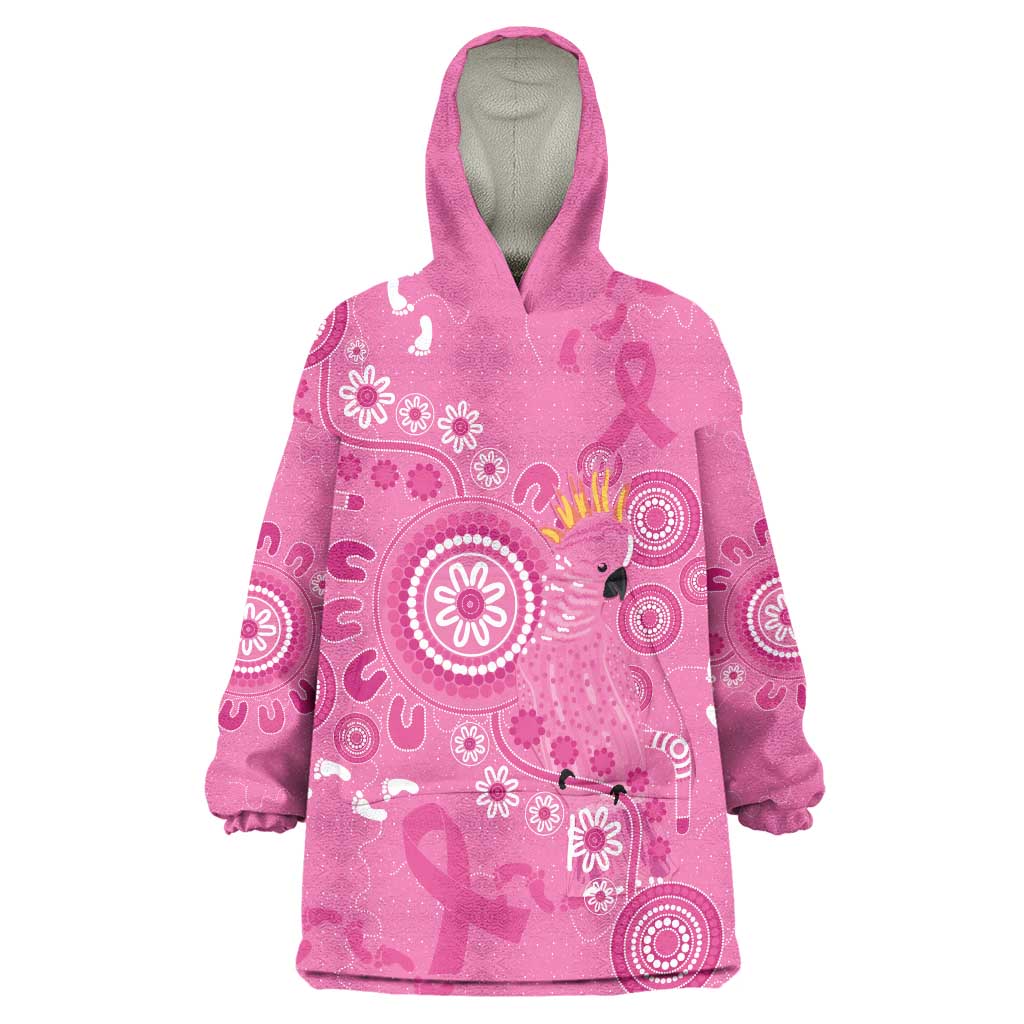 Pink Ribbon Australia Wearable Blanket Hoodie Breast Cancer Awareness Aboriginal Cacatua leadbeateri - Vibe Hoodie