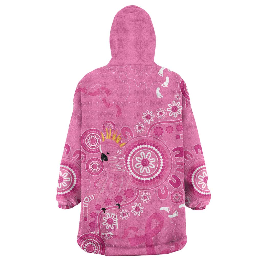 Pink Ribbon Australia Wearable Blanket Hoodie Breast Cancer Awareness Aboriginal Cacatua leadbeateri - Vibe Hoodie